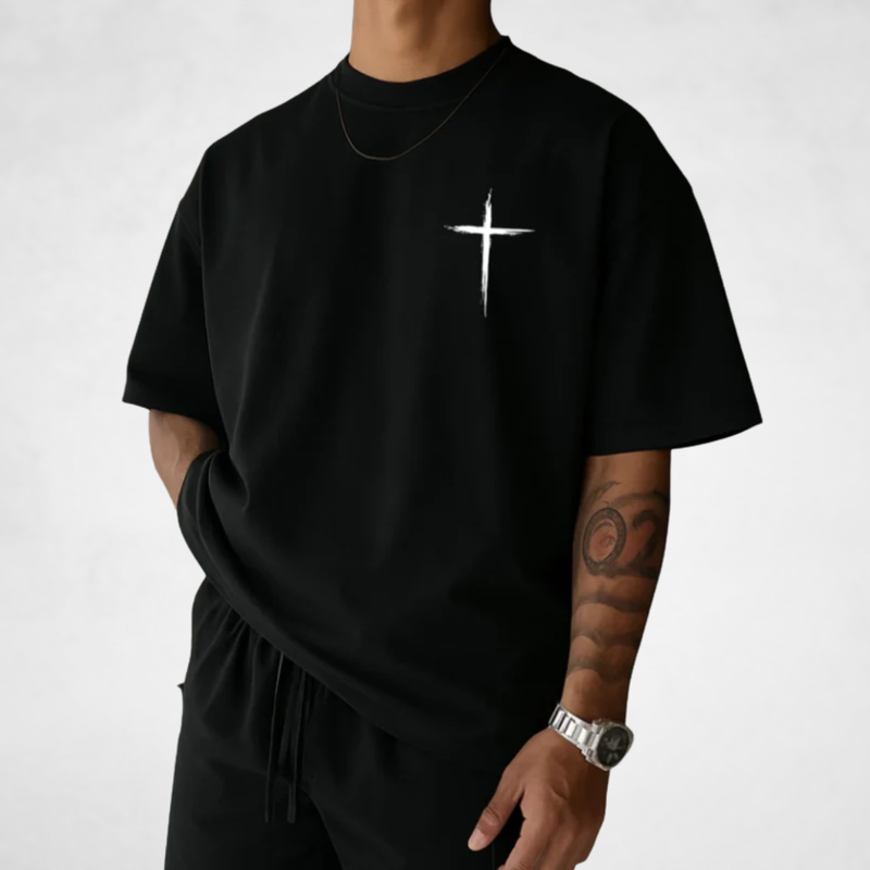 Camiseta Cruz Minimalista 100% Algodão Premium