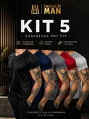 Kit 5 Camisetas Dry Fit Masculina - Casual - Treino - Academia - Esportes - Exercícios - Corrida