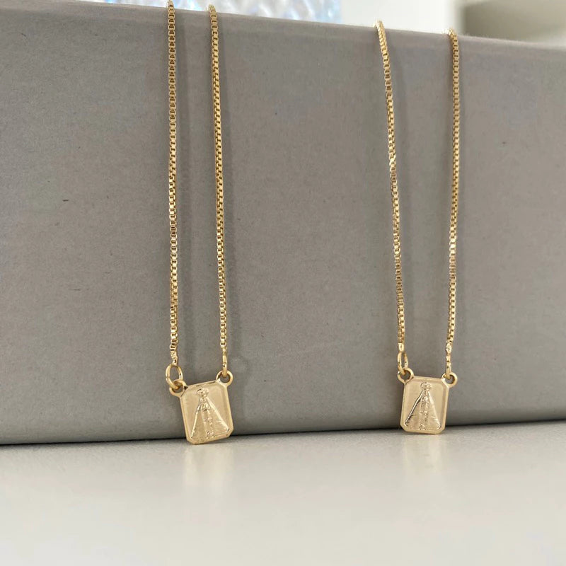 Escapulário Unissex Nossa Senhora Ouro 18k Ou Prata 925 Semijoia