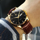 Relógio OLEVS Classic – Elegância Masculina em Couro
