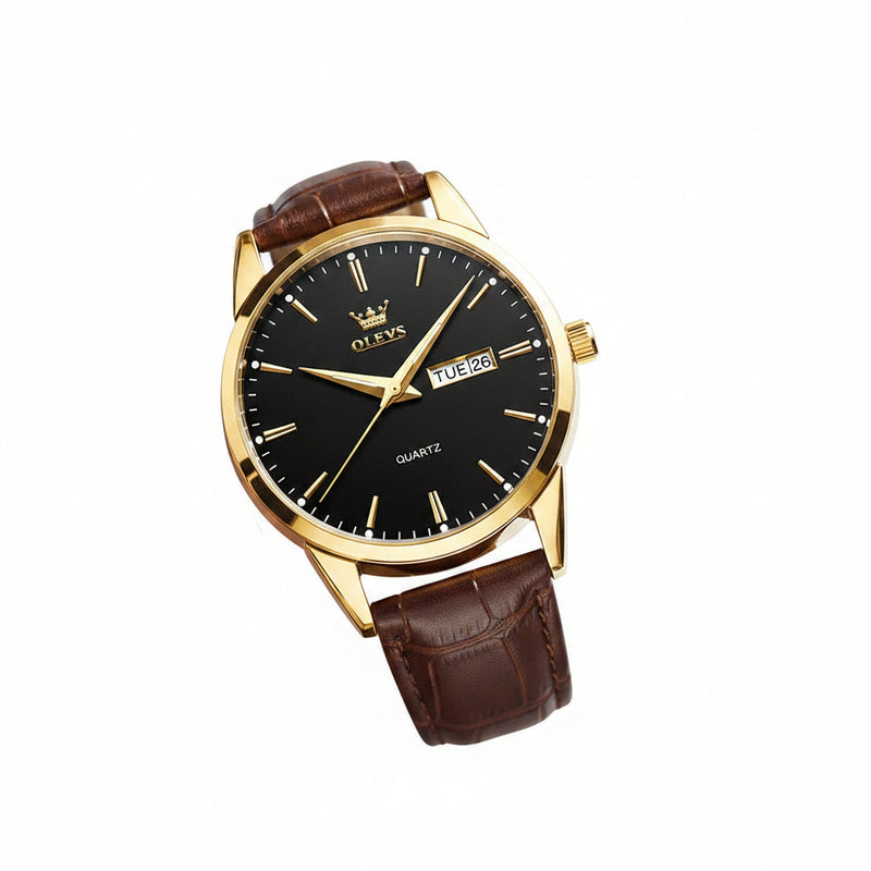 Relógio OLEVS Classic – Elegância Masculina em Couro